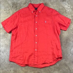 Ralph Lauren Men's Vibrant Coral Red linen Shirt
Sz: Large
